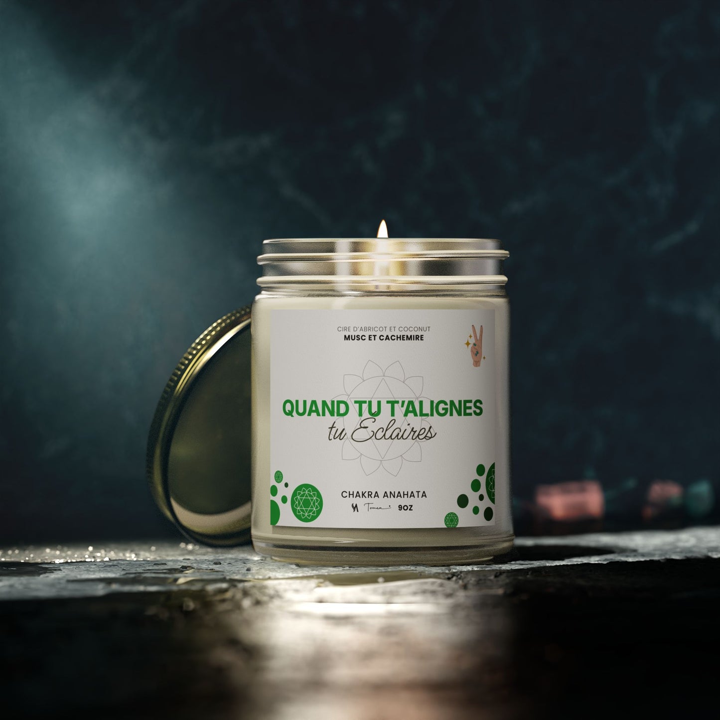 Chandelle 9oz - Chakra du coeur (Anahata) - Musc et cachemire