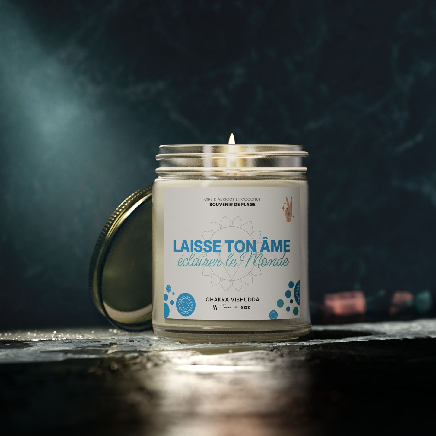 Chandelle 9oz - Chakra de la gorge (Vishudda) - Bois de plage