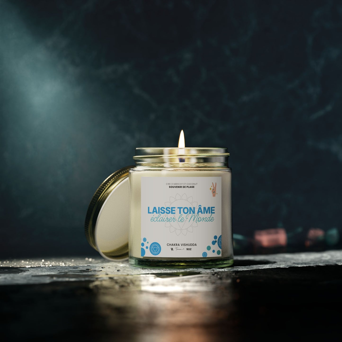 Chandelle 4oz - Chakra de la gorge (Vishudda) - Bois de plage